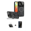 MARSİLYAN™- Redmi 12C Kılıf Kıvılcım Modern Serisi - Siyah 3D Antistatik Hayalet Cam Ekran Koruyucu + Kamera Lens Koruma Cam - SF