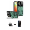 MARSİLYAN™- Redmi 12C Kılıf Kıvılcım Modern Serisi - Siyah 3D Antistatik Hayalet Cam Ekran Koruyucu + Kamera Lens Koruma Cam - SF