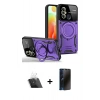 MARSİLYAN™- Redmi 12C Kılıf Kıvılcım Modern Serisi - Siyah 3D Antistatik Hayalet Cam Ekran Koruyucu + Kamera Lens Koruma Cam - SF