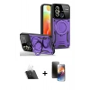 MARSİLYAN™- Redmi 12C Kılıf Kıvılcım Modern Serisi - Siyah 3D Antistatik Mat Seramik Nano Ekran Koruyucu + Kamera Lens Koruma Cam - SF