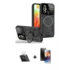 MARSİLYAN™- Redmi 12C Kılıf Kıvılcım Modern Serisi - Siyah 3D Antistatik Mat Seramik Nano Ekran Koruyucu + Kamera Lens Koruma Cam - SF