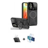 MARSİLYAN™- Redmi 12C Kılıf Kıvılcım Modern Serisi - Siyah 3D Antistatik Seramik Nano Ekran Koruyucu + Kamera Lens Koruma Cam - SF