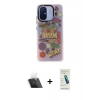MARSİLYAN™- Redmi 12C Kılıf Siluet Çizgi Koleksiyonu - Şeffaf Pasifik Cam Ekran Koruyucu + Şeffaf Kamera Lens Koruma Cam