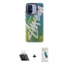 MARSİLYAN™- Redmi 12C Kılıf Siluet Çizgi Koleksiyonu - Şeffaf Pasifik Cam Ekran Koruyucu + Şeffaf Kamera Lens Koruma Cam