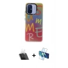 MARSİLYAN™- Redmi 12C Kılıf Siluet Çizgi Koleksiyonu - Siyah 3D Antistatik Cam Ekran Koruyucu + Kamera Lens Koruma Cam - SF