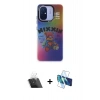 MARSİLYAN™- Redmi 12C Kılıf Siluet Çizgi Koleksiyonu - Siyah 3D Antistatik Cam Ekran Koruyucu + Kamera Lens Koruma Cam - SF