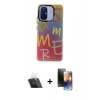 MARSİLYAN™- Redmi 12C Kılıf Siluet Çizgi Koleksiyonu - Siyah 3D Antistatik Mat Seramik Nano Ekran Koruyucu + Kamera Lens Koruma Cam - SF