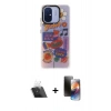 MARSİLYAN™- Redmi 12C Kılıf Siluet Çizgi Koleksiyonu - Siyah 3D Antistatik Mat Seramik Nano Ekran Koruyucu + Kamera Lens Koruma Cam - SF