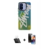 MARSİLYAN™- Redmi 12C Kılıf Siluet Çizgi Koleksiyonu - Siyah 3D Antistatik Mat Seramik Nano Ekran Koruyucu + Kamera Lens Koruma Cam - SF