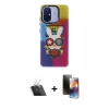 MARSİLYAN™- Redmi 12C Kılıf Siluet Çizgi Koleksiyonu - Siyah 3D Antistatik Mat Seramik Nano Ekran Koruyucu + Kamera Lens Koruma Cam - SF