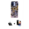MARSİLYAN™- Redmi 12C Kılıf Siluet Çizgi Koleksiyonu - Siyah 3D Antistatik Mat Seramik Nano Ekran Koruyucu + Kamera Lens Koruma Cam - SF