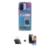 MARSİLYAN™- Redmi 12C Kılıf Siluet Çizgi Koleksiyonu - Siyah 3D Antistatik Mat Seramik Nano Ekran Koruyucu + Kamera Lens Koruma Cam - SF