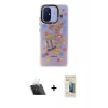 MARSİLYAN™- Redmi 12C Kılıf Siluet Çizgi Koleksiyonu - Siyah 6D Mat Seramik Hayalet Nano Ekran Koruyucu + Kamera Lens Koruma Cam - SF