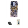 MARSİLYAN™- Redmi 12C Kılıf Siluet Çizgi Koleksiyonu - Siyah 6D Mat Seramik Hayalet Nano Ekran Koruyucu + Kamera Lens Koruma Cam - SF