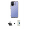 MARSİLYAN™- Redmi 12C Kılıf Vadi Minimal - Şeffaf Pasifik Cam Ekran Koruyucu + Kamera Lens Koruma Cam - SF
