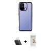 MARSİLYAN™- Redmi 12C Kılıf Vadi Minimal - Siyah Mat Seramik Nano Ekran Koruyucu + Şeffaf Kamera Lens Koruma Cam