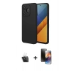 MARSİLYAN™- Redmi 13 4G Kılıf Ahenk Serisi - Siyah 3D Antistatik Mat Seramik Nano Ekran Koruyucu + Kamera Lens Koruma Cam - SF