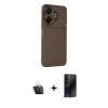 MARSİLYAN™- Redmi 13 4G Kılıf Eksen Form Prime - Siyah 3D Antistatik Hayalet Cam Ekran Koruyucu + Kamera Lens Koruma Cam - SF