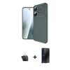 MARSİLYAN™- Redmi 13 4G Kılıf Eksen Form Prime - Siyah 3D Antistatik Hayalet Cam Ekran Koruyucu + Kamera Lens Koruma Cam - SF