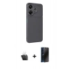 MARSİLYAN™- Redmi 13 4G Kılıf Eksen Form Prime - Siyah 3D Antistatik Hayalet Cam Ekran Koruyucu + Kamera Lens Koruma Cam - SF