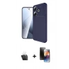 MARSİLYAN™- Redmi 13 4G Kılıf Eksen Form Prime - Siyah 3D Antistatik Mat Seramik Nano Ekran Koruyucu + Kamera Lens Koruma Cam - SF
