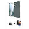 MARSİLYAN™- Redmi 13 4G Kılıf Eksen Form Prime - Siyah 3D Antistatik Mat Seramik Nano Ekran Koruyucu + Kamera Lens Koruma Cam - SF