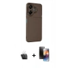 MARSİLYAN™- Redmi 13 4G Kılıf Eksen Form Prime - Siyah 3D Antistatik Mat Seramik Nano Ekran Koruyucu + Kamera Lens Koruma Cam - SF
