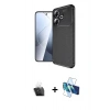MARSİLYAN™- Redmi 13 4G Kılıf Eksen Form Prime - Siyah 3D Antistatik Seramik Nano Ekran Koruyucu + Kamera Lens Koruma Cam - SF