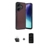 MARSİLYAN™- Redmi 13 4G Kılıf Kıvılcım Işık Serisi - Siyah 6D Antistatik Mat Seramik Hayalet Nano Ekran Koruyucu + Kamera Lens Koruma Cam - SF