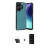 MARSİLYAN™- Redmi 13 4G Kılıf Kıvılcım Işık Serisi - Siyah 6D Antistatik Mat Seramik Hayalet Nano Ekran Koruyucu + Kamera Lens Koruma Cam - SF