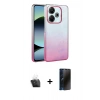 MARSİLYAN™- Redmi 13 4G Kılıf Kıvılcım Minimal Özel Seri - Siyah 3D Antistatik Hayalet Cam Ekran Koruyucu + Kamera Lens Koruma Cam - SF