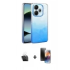 MARSİLYAN™- Redmi 13 4G Kılıf Kıvılcım Minimal Özel Seri - Siyah 3D Antistatik Mat Seramik Nano Ekran Koruyucu + Şeffaf Kamera Lens Koruma Cam