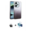 MARSİLYAN™- Redmi 13 4G Kılıf Kıvılcım Minimal Özel Seri - Siyah 3D Antistatik Seramik Nano Ekran Koruyucu + Kamera Lens Koruma Cam - SF