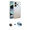 MARSİLYAN™- Redmi 13 4G Kılıf Kıvılcım Minimal Özel Seri - Siyah 3D Antistatik Seramik Nano Ekran Koruyucu + Kamera Lens Koruma Cam - SF
