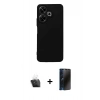 MARSİLYAN™- Redmi 13 4G Kılıf Kozmos Yansıma Özel Seri - Siyah 3D Antistatik Hayalet Cam Ekran Koruyucu + Kamera Lens Koruma Cam - SF