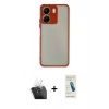 MARSİLYAN™- Redmi 13C Kılıf Ahenk Çizgi Serisi - Şeffaf Pasifik Cam Ekran Koruyucu + Kamera Lens Koruma Cam - SF