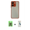 MARSİLYAN™- Redmi 13C Kılıf Ahenk Çizgi Serisi - Şeffaf Pasifik Cam Ekran Koruyucu + Raze Metal Kamera Lens - SH