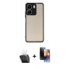 MARSİLYAN™- Redmi 13C Kılıf Ahenk Çizgi Serisi - Siyah 3D Antistatik Mat Seramik Nano Ekran Koruyucu + Kamera Lens Koruma Cam - SF
