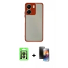 MARSİLYAN™- Redmi 13C Kılıf Ahenk Çizgi Serisi - Siyah 3D Antistatik Mat Seramik Nano Ekran Koruyucu + Raze Metal Kamera Lens - SH
