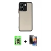 MARSİLYAN™- Redmi 13C Kılıf Ahenk Çizgi Serisi - Siyah 3D Antistatik Mat Seramik Nano Ekran Koruyucu + Raze Metal Kamera Lens - SH