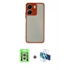 MARSİLYAN™- Redmi 13C Kılıf Ahenk Çizgi Serisi - Siyah 3D Antistatik Seramik Nano Ekran Koruyucu + Raze Metal Kamera Lens - GS
