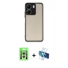 MARSİLYAN™- Redmi 13C Kılıf Ahenk Çizgi Serisi - Siyah 3D Antistatik Seramik Nano Ekran Koruyucu + Raze Metal Kamera Lens - GS