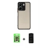 MARSİLYAN™- Redmi 13C Kılıf Ahenk Çizgi Serisi - Siyah 6D Antistatik Mat Seramik Hayalet Nano Ekran Koruyucu + Raze Metal Kamera Lens - SH