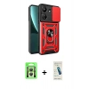 MARSİLYAN™- Redmi 13C Kılıf Ahenk Klasik - Şeffaf Pasifik Cam Ekran Koruyucu + Raze Metal Kamera Lens - GS