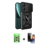 MARSİLYAN™- Redmi 13C Kılıf Ahenk Klasik - Siyah 3D Antistatik Mat Seramik Nano Ekran Koruyucu + Raze Metal Kamera Lens - GS