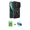 MARSİLYAN™- Redmi 13C Kılıf Ahenk Klasik - Siyah 3D Antistatik Seramik Nano Ekran Koruyucu + Raze Metal Kamera Lens - GS