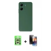 MARSİLYAN™- Redmi 13C Kılıf Ahenk Serisi - Siyah 3D Antistatik Mat Seramik Nano Ekran Koruyucu + Raze Metal Kamera Lens - GS