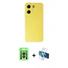 MARSİLYAN™- Redmi 13C Kılıf Ahenk Serisi - Siyah 3D Antistatik Seramik Nano Ekran Koruyucu + Raze Metal Kamera Lens - SH