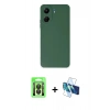 MARSİLYAN™- Redmi 13C Kılıf Ahenk Serisi - Siyah 3D Antistatik Seramik Nano Ekran Koruyucu + Raze Metal Kamera Lens - SH