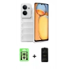 MARSİLYAN™- Redmi 13C Kılıf Atlas Koleksiyonu - Siyah 6D Antistatik Mat Seramik Hayalet Nano Ekran Koruyucu + Raze Metal Kamera Lens - GS